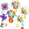 Babybett Hängende Glocke Kinderwagenbogen Clip Faltbare Sonnenblume Baby Interaktives Regenbogen Spielzeug Säugling Greifübung für Sohn Tochter Geschenk