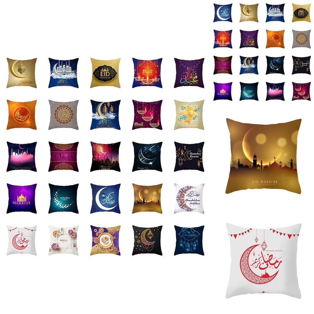 Luxurious Muslim Ramadan Pattern Polyester Pillow Case For Elegant Home Decoration