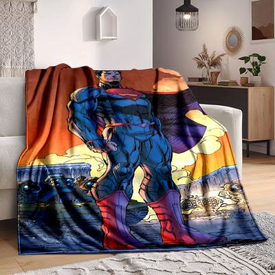 1pc Superman Blanket Lightweight Flannel Throw For Sofa, Bed, Travel, Camping, Livingroom, Office, Couch, Chair, And Bed