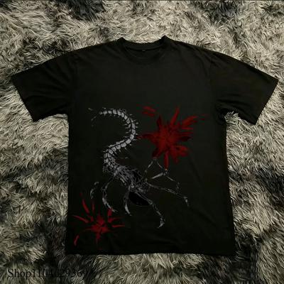 Klassischer Y2k Gothic Stil T-Shirt Druck Übergroßes T-Shirt High Street Shirts Gothic Rundhals Baumwoll Tops Neues Unisex Unisex T-Shirt