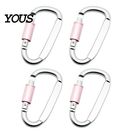 Aluminium Karabiner 4 Stück Heavy Duty Clip, Legierung Outdoor Schlüsselanhänger Karabiner, D-förmige Metallhaken Schnalle für Wasserflasche, Schlüssel, Rucksack