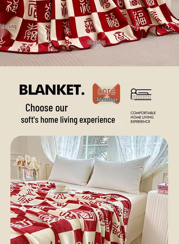 Hundred Blessings Wedding & Engagement Flannel Blanket - Cozy Gift for Office, Air Conditioning, or New Year Celebrations.