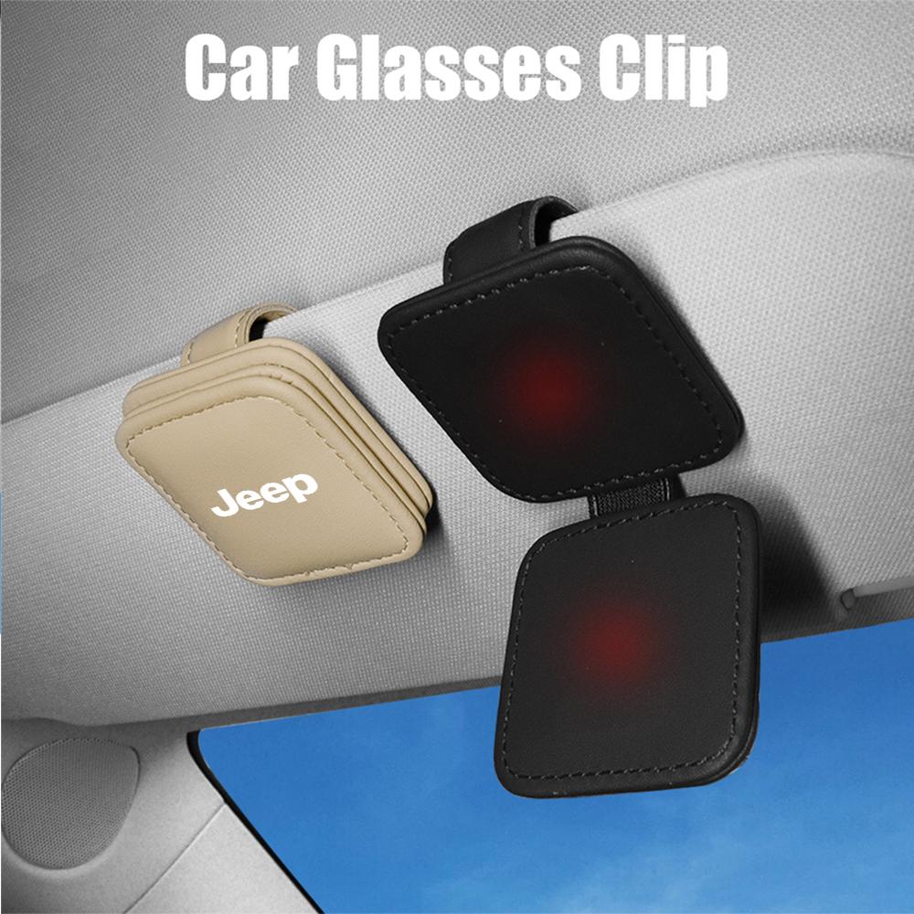 Car Sun Visor Glasses Clip Sunglasses Holder Card Organizer For Jeep Compass Renegade Grand Cherokee Wrangler Accessories Valve