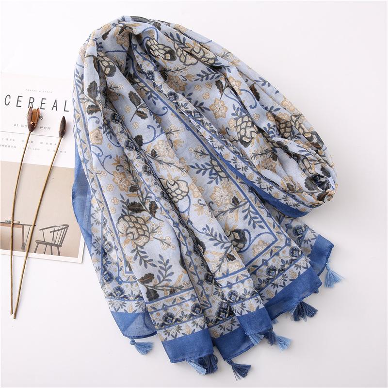 Women Scarf Shawl Cotton Linen Feeling Tassels Pashmina Muslim Hijabs Wraps Lady Viscose Scarf Foulard Bufanda