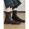 Huge good-looking medium heel thin boots women's French square head Martin boots thick-soled Chelsea boots small short boots