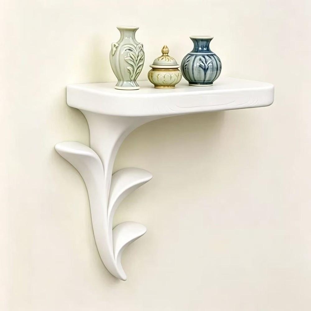 Plastic Sprout-Shaped Floating Wall Shelf Plant Style Decorative Shelf Scene Arrangement