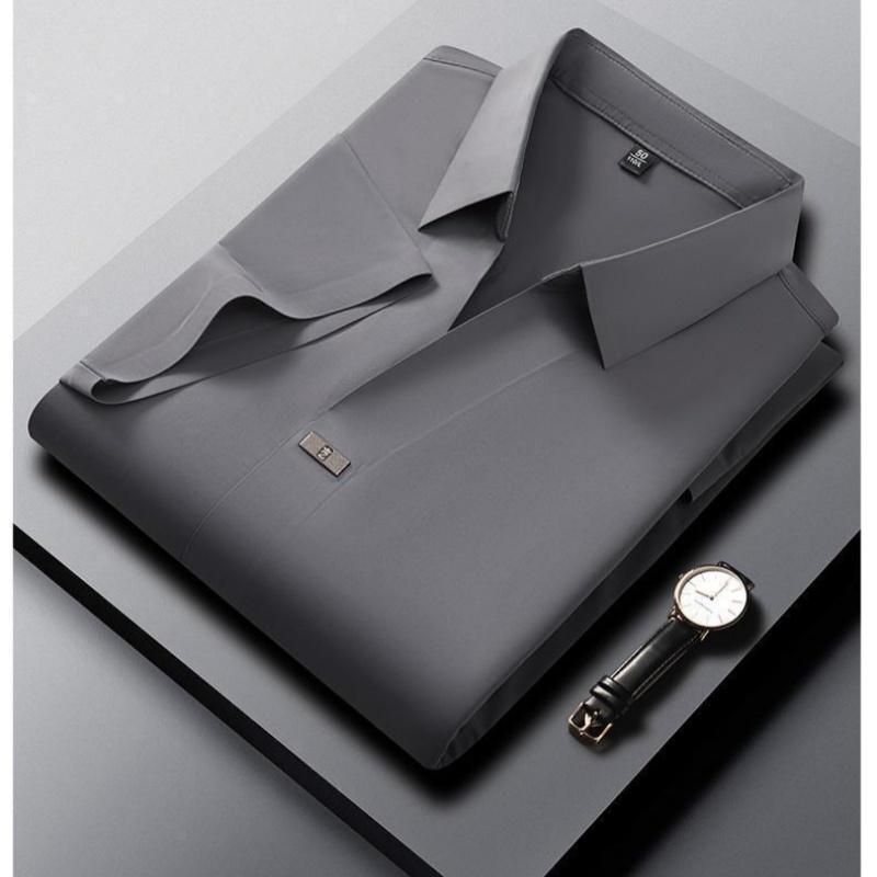 New Men's Casual and Fashionable Solid Color Short Sleeved Business Polo Shirt Comfortable Summer T-shirt