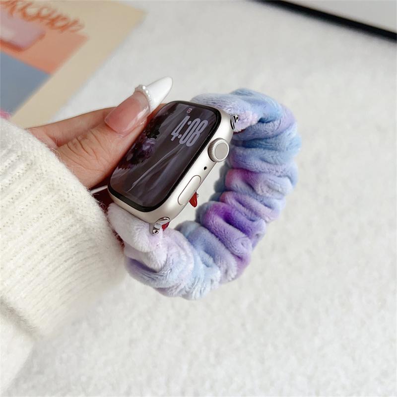 Y2k Korea Plyšový Pásek s Postupnou Změnou Barev Pro Apple Watch 42mm 46mm 49mm 45 44 41 Řemínek Pro Iwatch Řady 10 9 8 SE 7 6