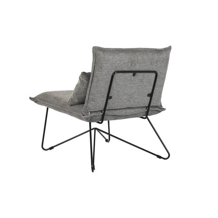 Fauteuil style urban métal, polyester gris, noir - Couleur: NOIR