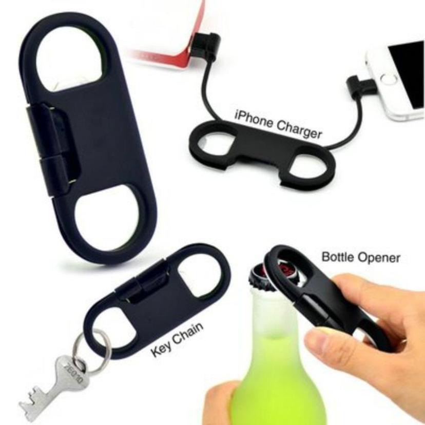 1 Pcs 3 In 1 USB Cable Keychain Charging Cables Beer Bottle Opener for Android IPhone Charger
