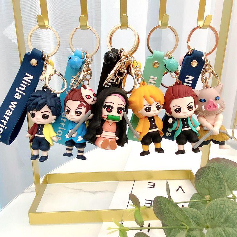 Japan Anime Demon Slayer Keychain With Figure Pendant Key Ring Party Gifts