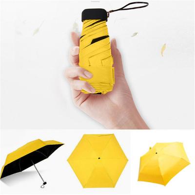 Mini Sun Umbrella Pocket Rain Umbrellas Anti UV 6-Folding Parasol Portable Lightweight Women Men Sunshade Umbrella for Travel