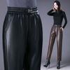 Dicke Lederhose mit hoher Taille und 9-Zoll-Übergröße, neuer Winterstil, lockere Haren-Freizeithose
