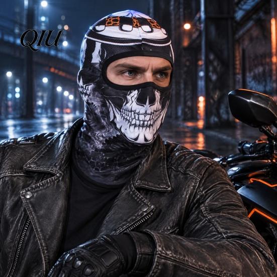 Cold Weather Neck Gaiter Skull Print Face Mask for Motorcycle Riding, Windproof Velvet Ski Balaclava, Cover Outdoor Sports Cycling Thermal