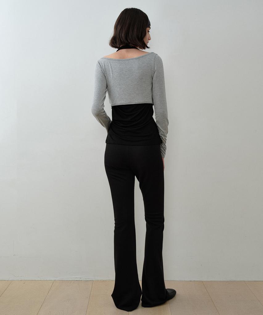 Simeteuligpeosenteu Halter Layered X Wrap Top / Melange Gray