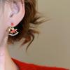 Unique Design Metal Cartoon Horse Dangle Earrings for Women Red Bowknot Silver Color Cute Animal Earring Party Statement Jewelry