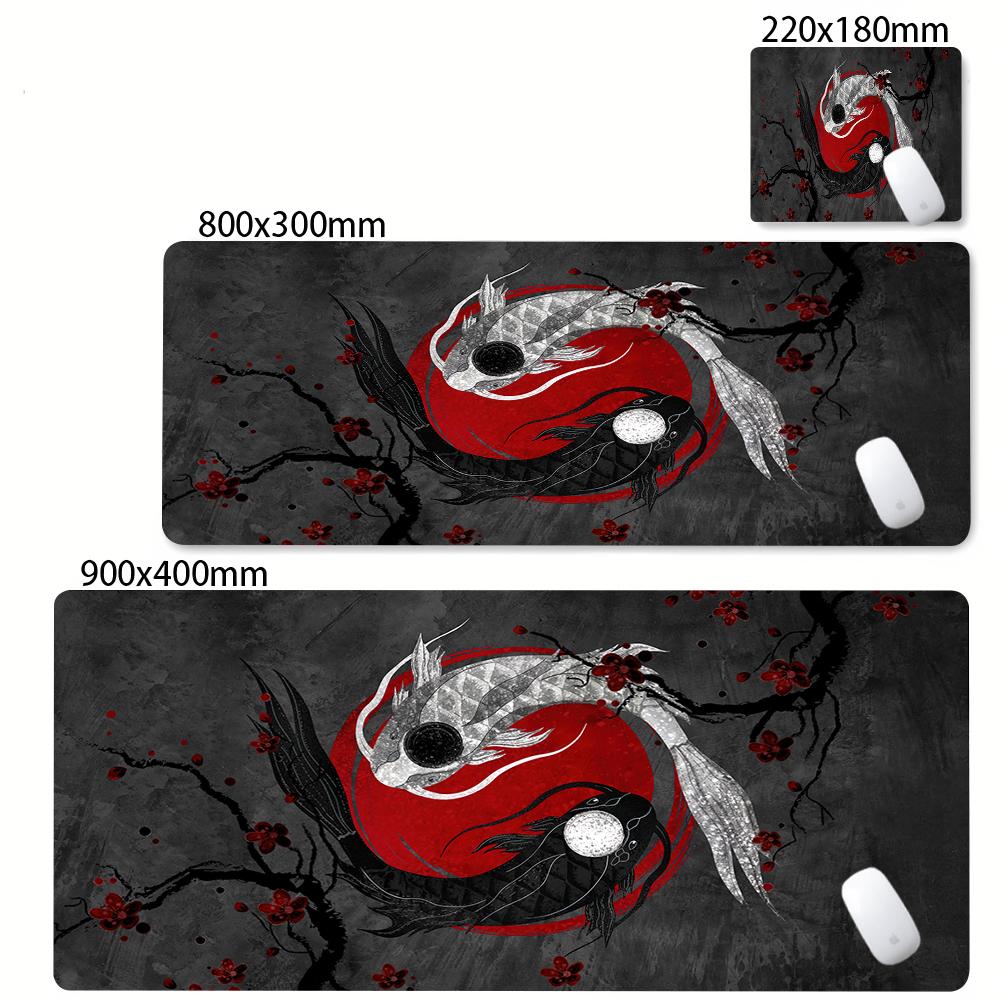 Large Mouse Pad Yin-yang Fish HD Black & White Sakura Computer Office Table Pc Gaming Non-slip Japanese Kawaii Desk Accessories