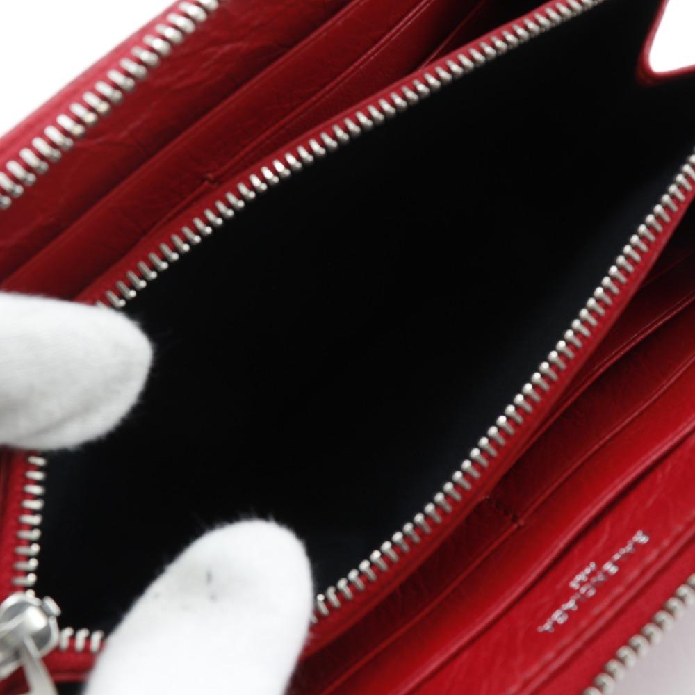 BALENCIAGA Zip Around Purse 541996 Red Calfskin Women Used