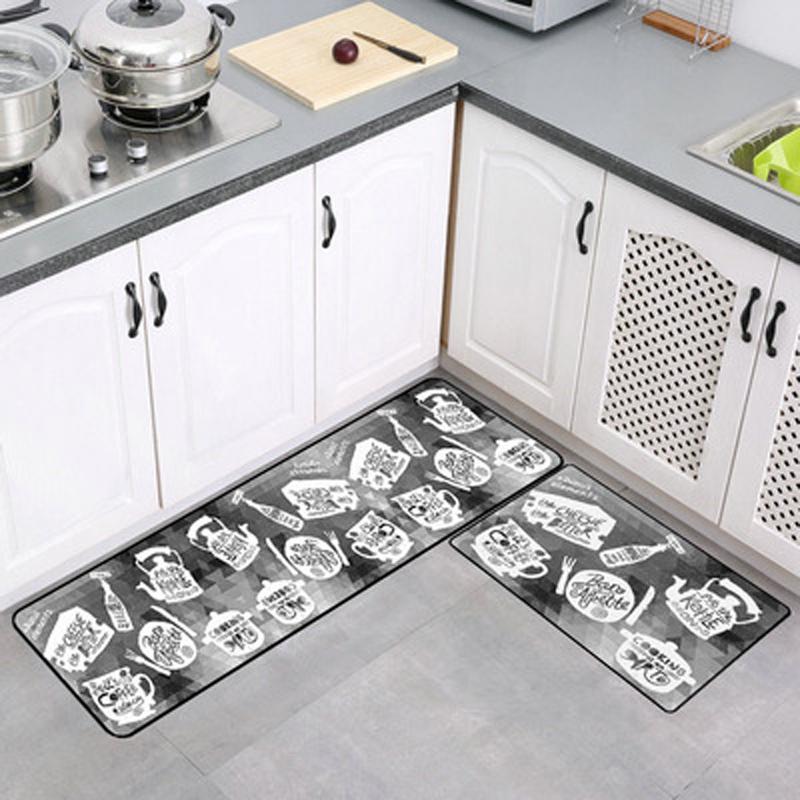 Fashionable Textile Kitchen Mat Anti -Slip Kitchen Rugs Balcony Bathroom Printed Carpet Home Floor Mat Doormat Bath Carpet