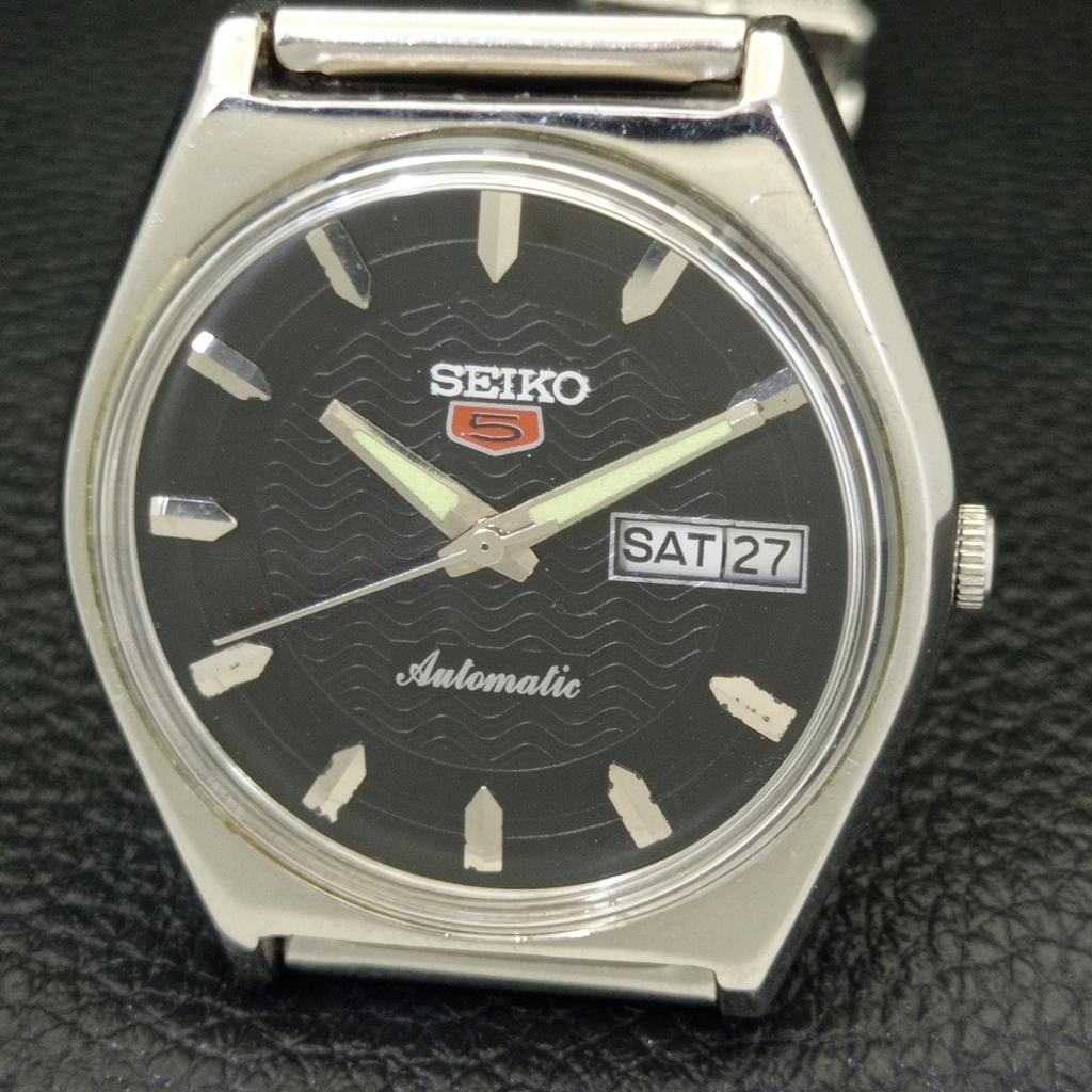Seiko 5 AUTOMATIC 6319A JAPAN MENS VINTAGE BLACK COLOR DIAL WATCH A701534-5 R206b-a701534