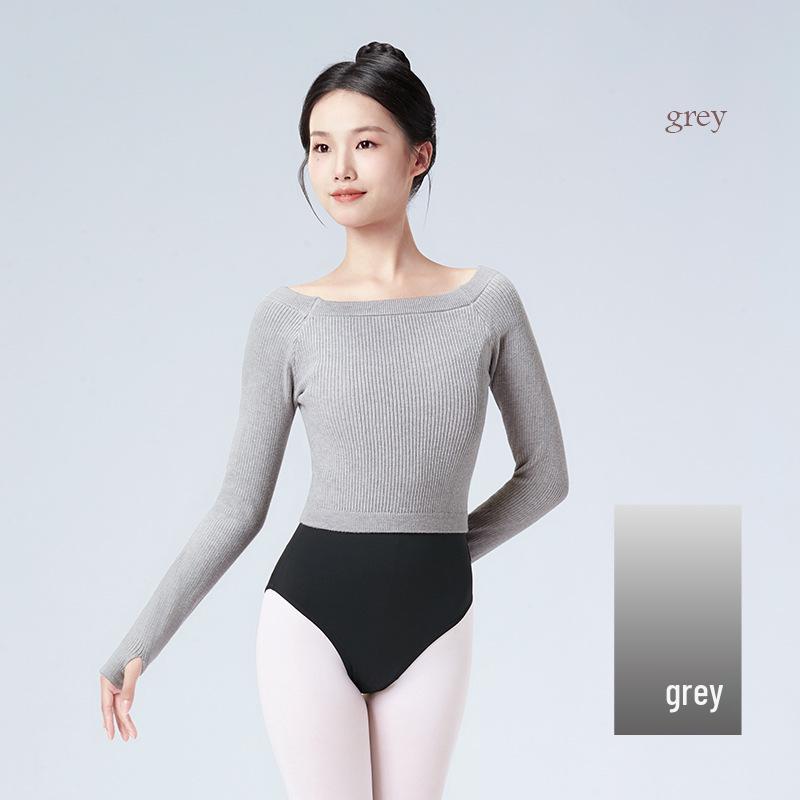Adult Autumn/Winter Long Sleeve One-Shoulder Dance Sweater - Classical Ballet Body-Shaping Shawl Top