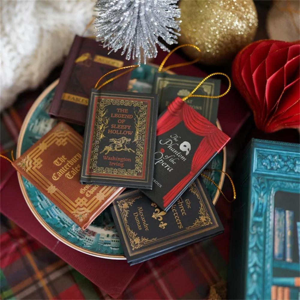 Mini Buch Ornament Adventskalender mit 24 Buch Bücherregal Weihnachts-Countdown-Kalender Neujahr Halloween Adventskalender