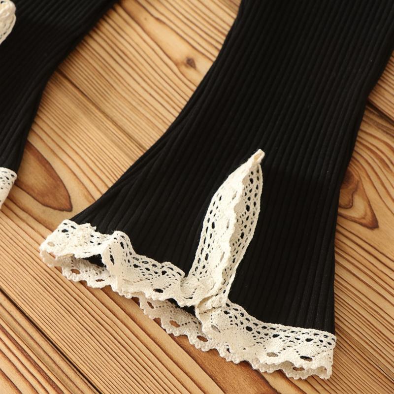 Girl's Flared Pants for Spring Autumn New Fashionable Girls Clothing Korean Version Solid Color Lace Split Trousers