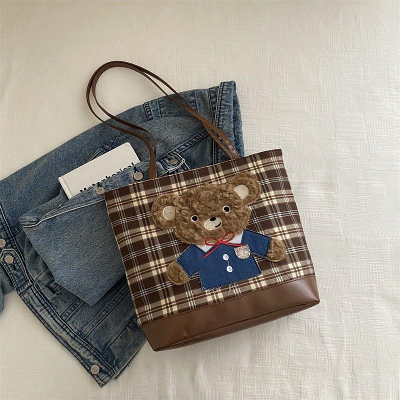 Chic White Dog Pattern Canvas Tote Bag For Women Perfect For Everyday Use