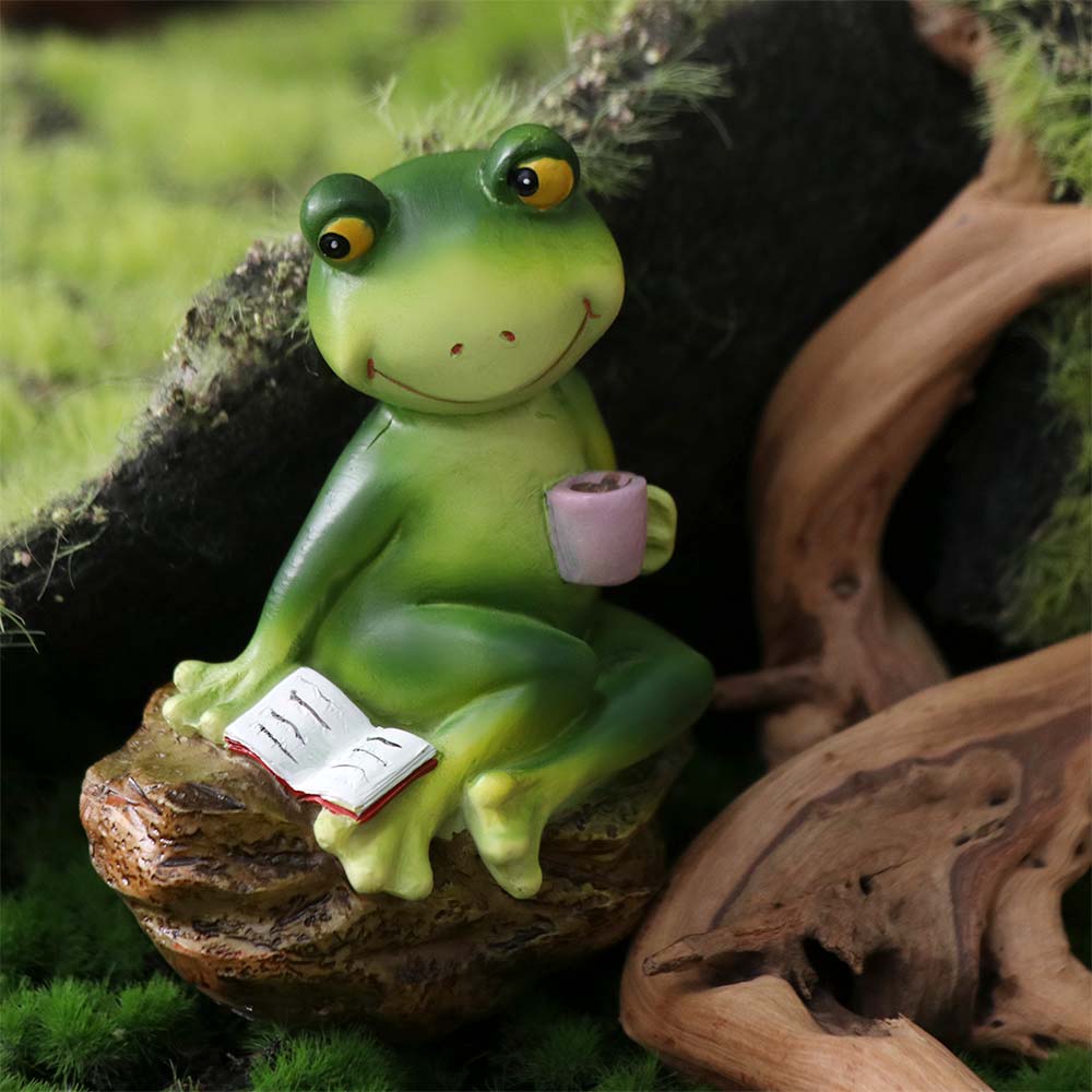 Cute Garden Frog Statue Resin Miniatures Figurine Desktop Ornament Animal Sculpture  Fish Tank
