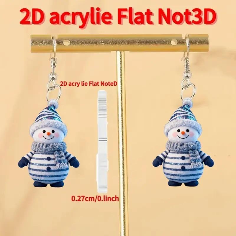 Festive Snowman Acrylic Jewelry With Printed Design For Holiday Gift Giving