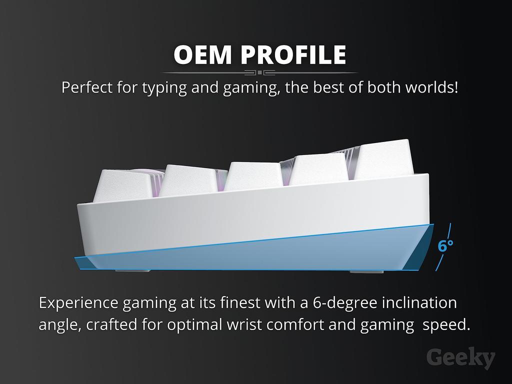 Geeky GK61 Mechanical Gaming Keyboard 61 Keys Multicolor RGB LED Backlit for Gamers ANSI US American Layout Mechanical Speed 60% Hot-Swappable