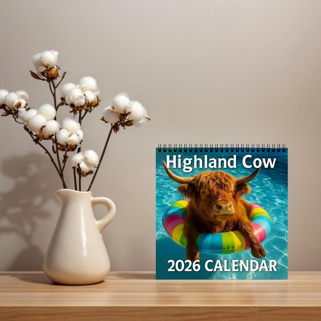 Calendar for 2026 Highland Cow Calendar 2026 Wall Decor Jan-Dec Agenda Thick Paper Monthly Planner for Teacher Student Home