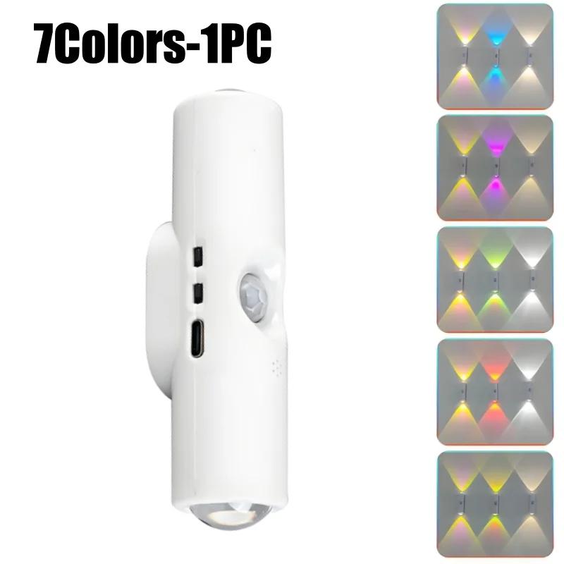Magnetic RGB Color Changing Night Light with Smart Human Sensor Rechargeable Wall Lamp for Home Decor Ambient Lighting