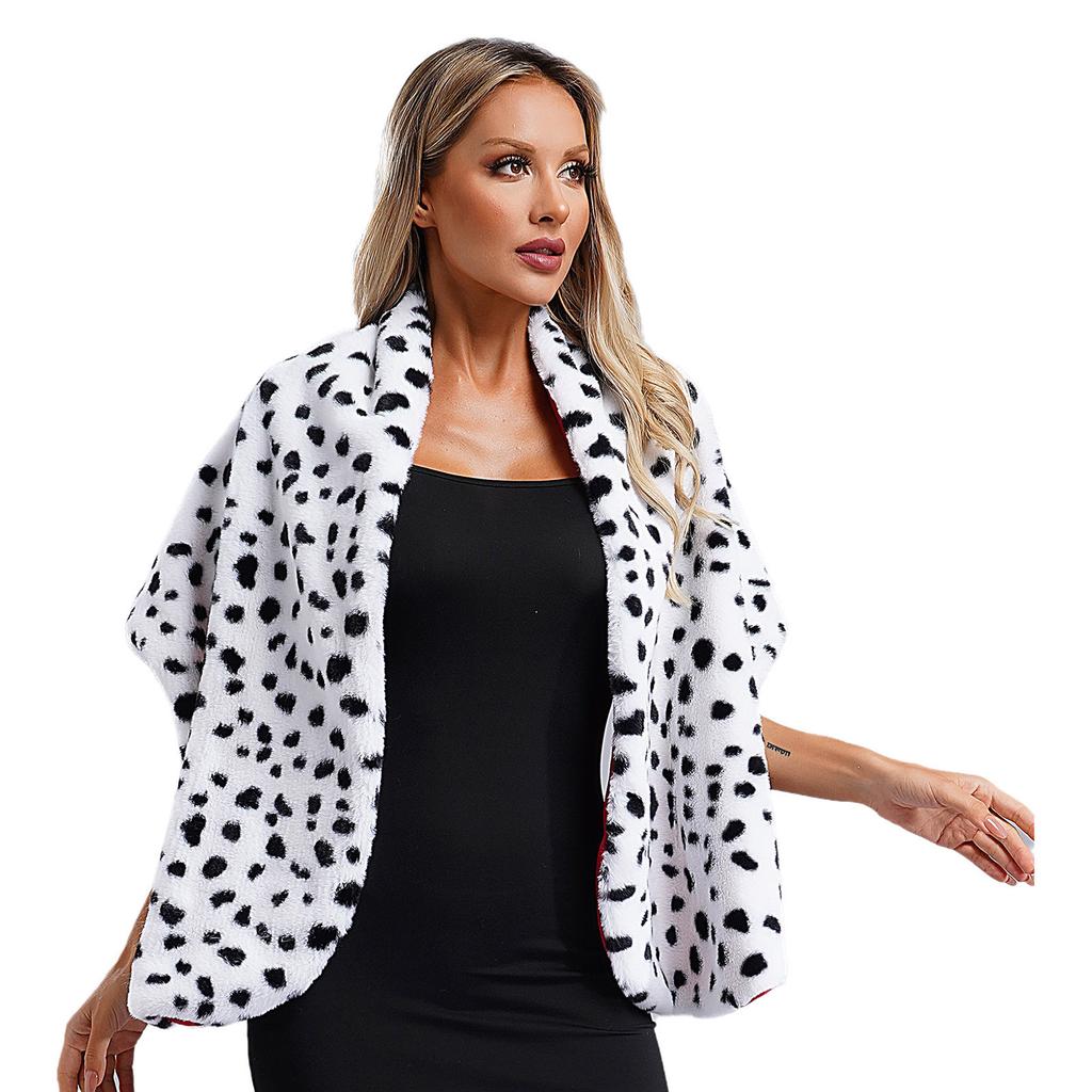 Dame Fuskepelskappe Flekkete Design Sjal Skjerf Cosplay Halloween Maskeradefest Ytelseskostyme