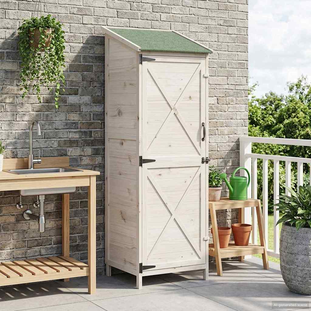 Garden Shed White 59.5 x 56 x 176.5 cm Solid Spruce Wood