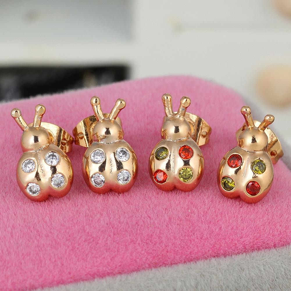 Women Lovely Cartoon Ladybug Earring Exquisite Zircon Ear Studs