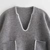 Spring New European & American Women's Knit Color Block Top
