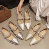 Simple Block Heel Single Shoes Autumn New Pointed Toe Shallow Mouth One Belt Non-slip Wear-resistant High Heels