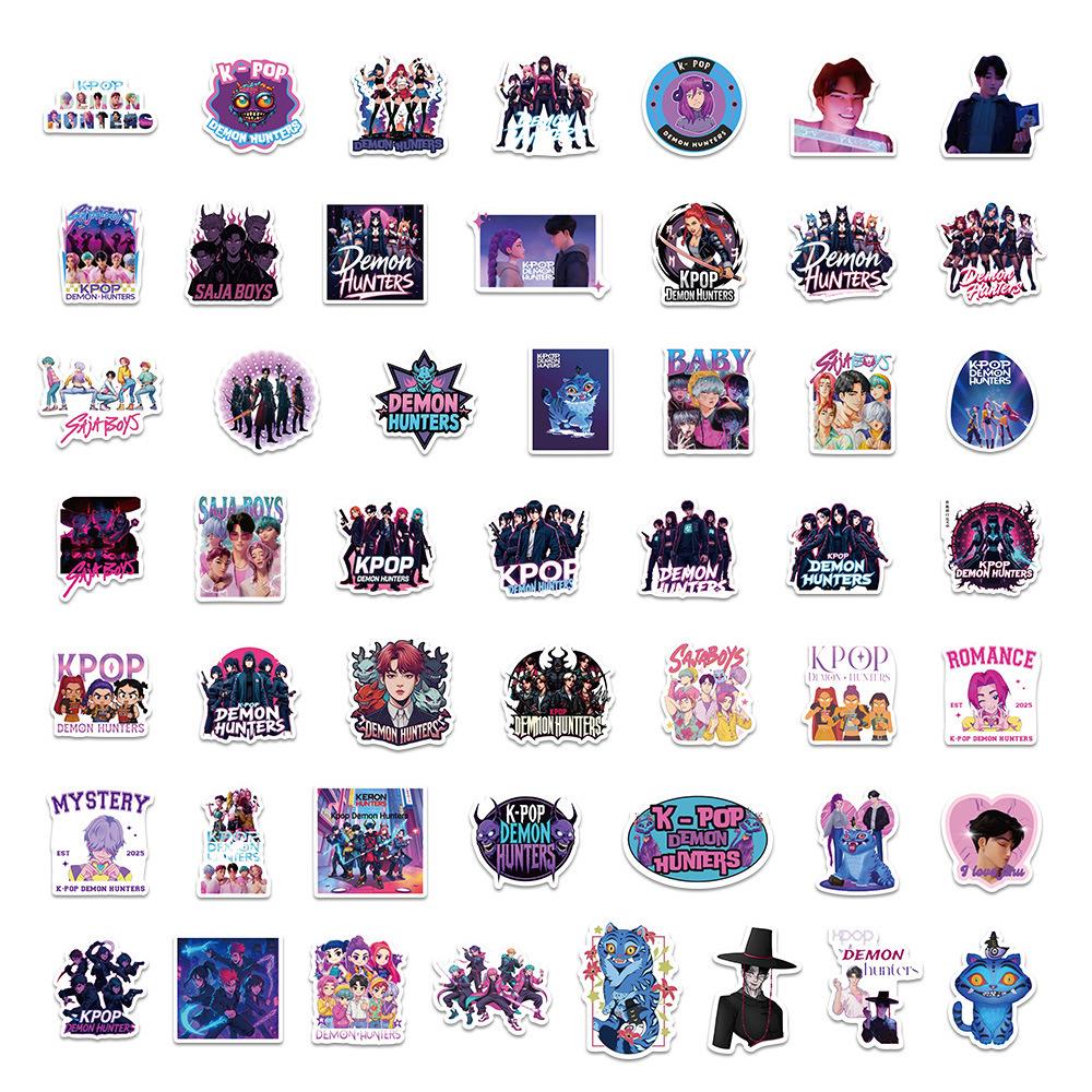 50pcs Stickers Pack Demon Hunters Sticker Waterproof Vinyl for Laptop Guitar Skateboard Luggage Graffiti Sticker Kid Party Gifts