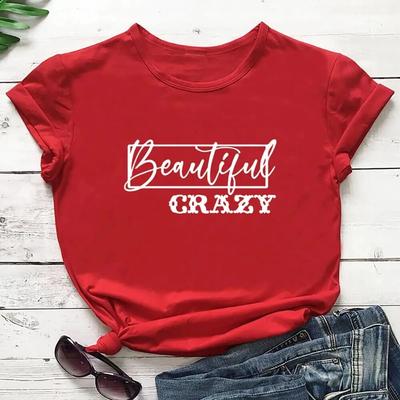 Ummer Round Neck Beautiful Crazy Graphic Printed Top Fashionable Casual Pure Cotton Short Sleeved Women's T-shirts