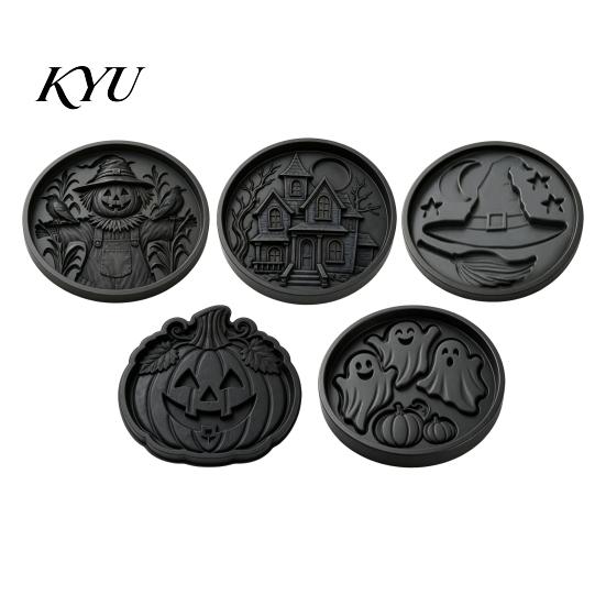 Decorative Yard Stepping Stones Halloween Stone Mold, Reusable Plastic Molds, DIY Cement Garden Landscaping Supplies Path Maker Mold for Patio Lawn &