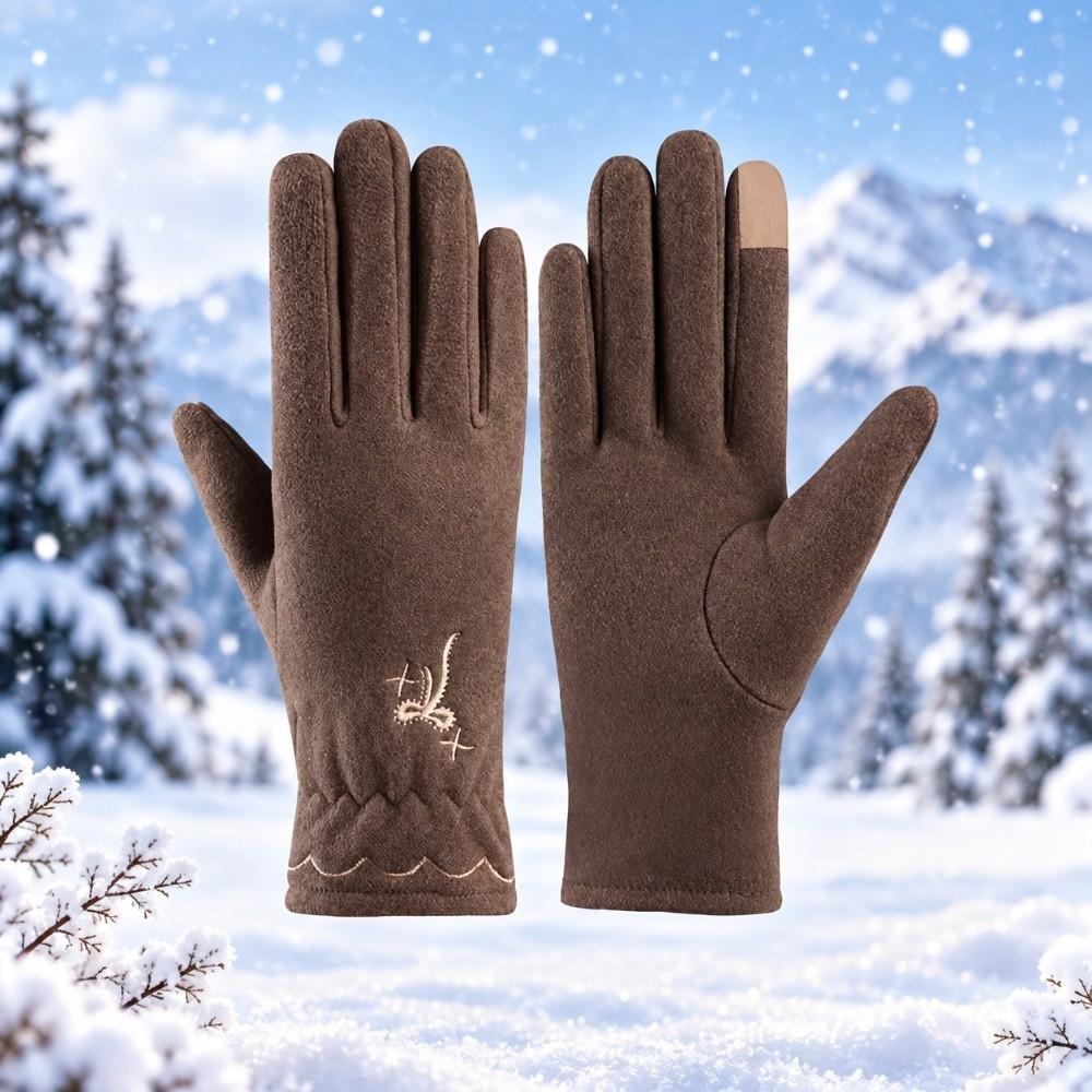 Thickened Warm Touch Screen Gloves Windproof Cold Proof Flip Finger Gloves  Autumn Winter