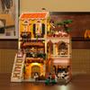 Small Town Series Italian Family Restaurant Building Block House City Street View Assembly Model Toys Full Print Decoration Gift