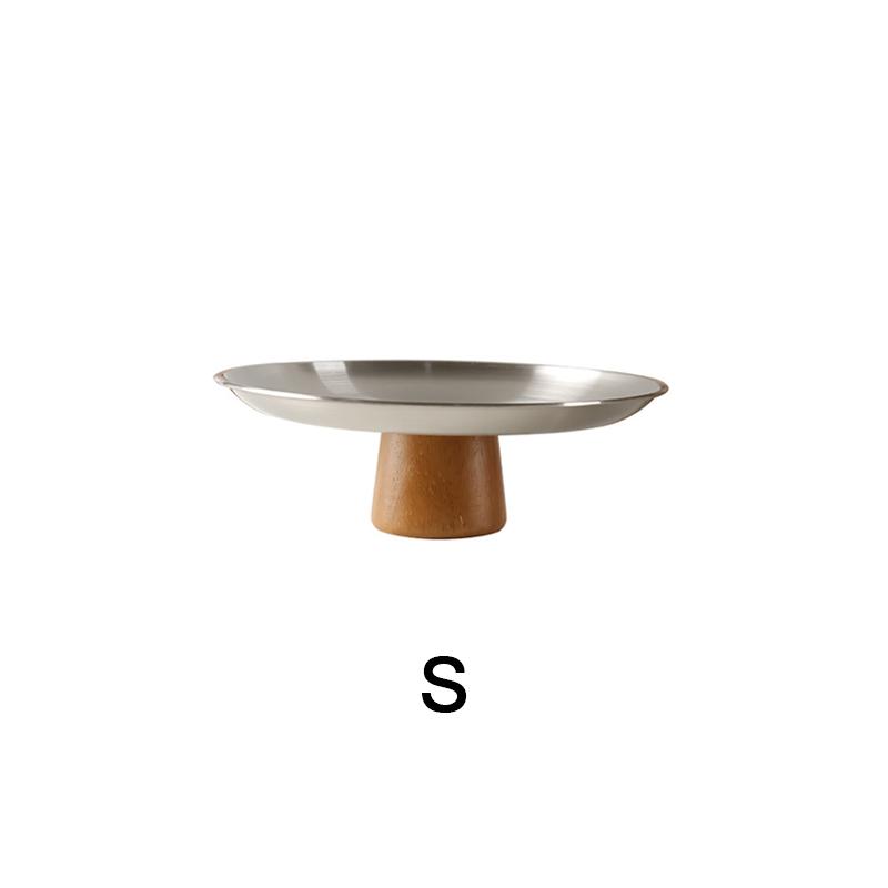 

1PC Dessert Plate Silver Stainless Steel Fruit Tray Gold High Foot Fruit Plate Light Luxury 2 colors S серебряный