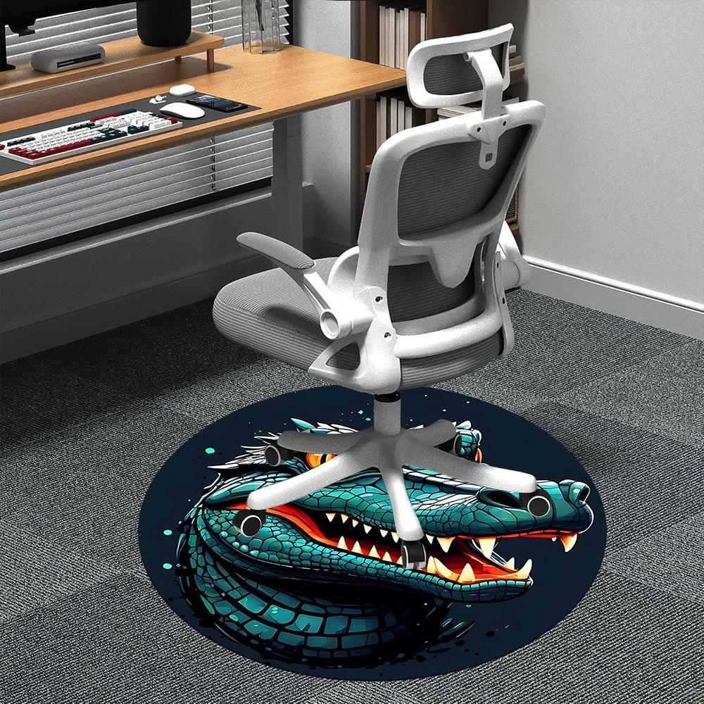 

1PC Crocodile Artwork Office Round Area Rug, Indoor Mat Suitable ForOffice, Under Office Chairs Bedroom Living Room Home Decor, Room Deco f032 80cm by 80cm