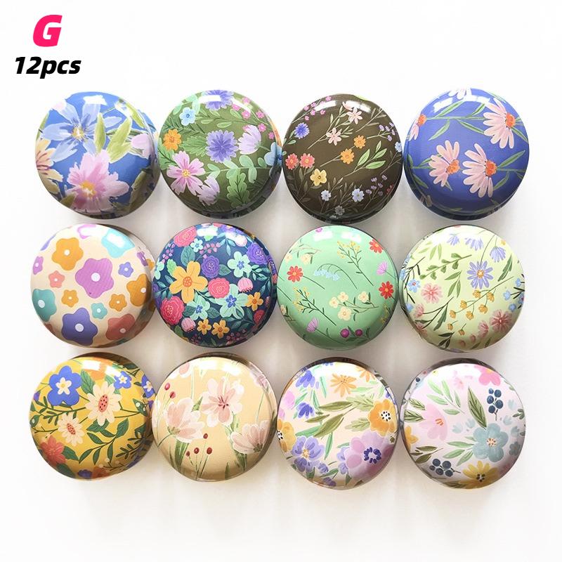 12pcs Mini Round Metal Tin Boxes with Elegant Floral Portable Storage Container for Earrings Jewelry Storage Bins Home Organizer