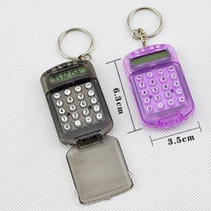 Mini Transparent Flip Calculator Keychain - Portable Creative Pocket Calculator for Students