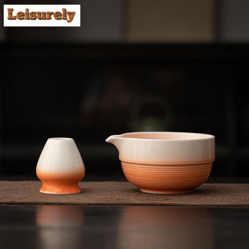 2pc/lot Gradient Color Conch Ceramic Tea Set Complete Set Japanese Matcha Set Kit Tea Ceremony Kitchen Supplies for Tea Lovers