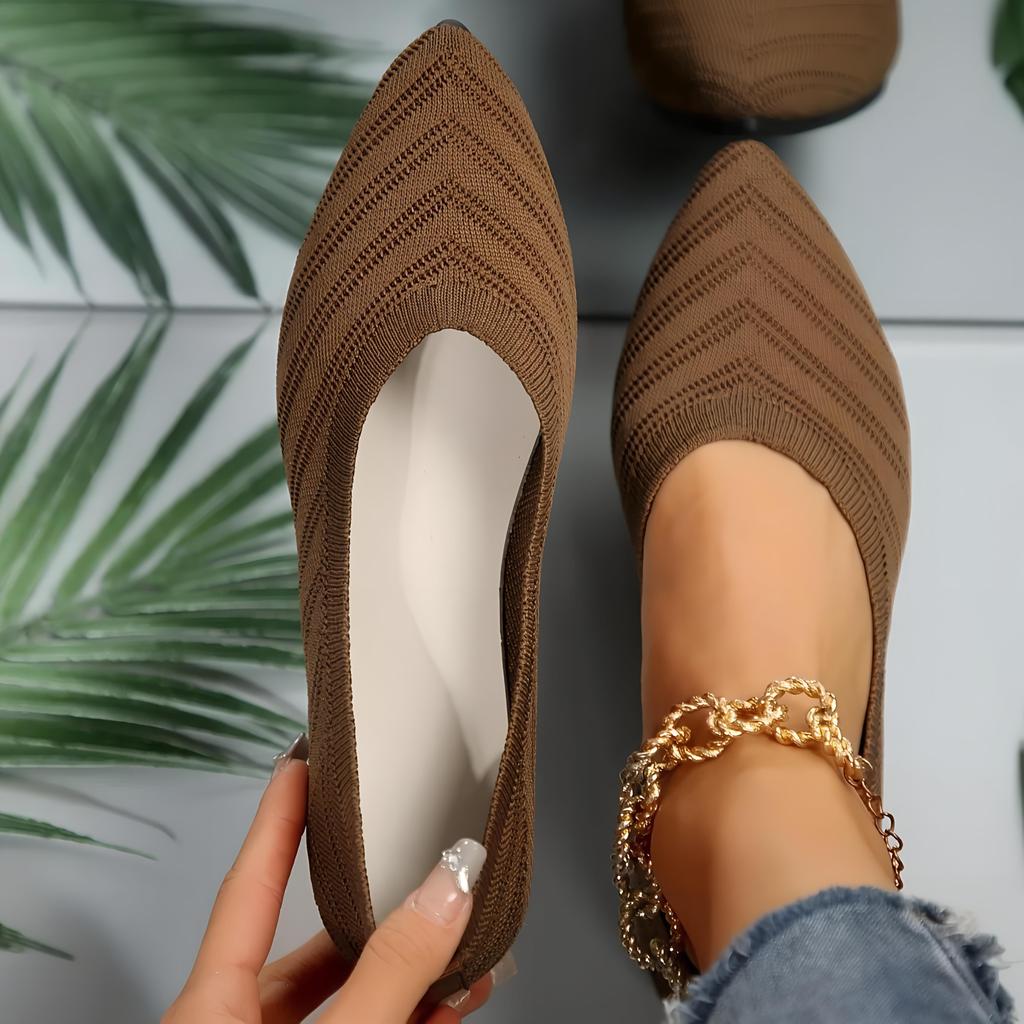 Scarpe basse a punta in maglia tinta unita slip-on per primavera ed estate