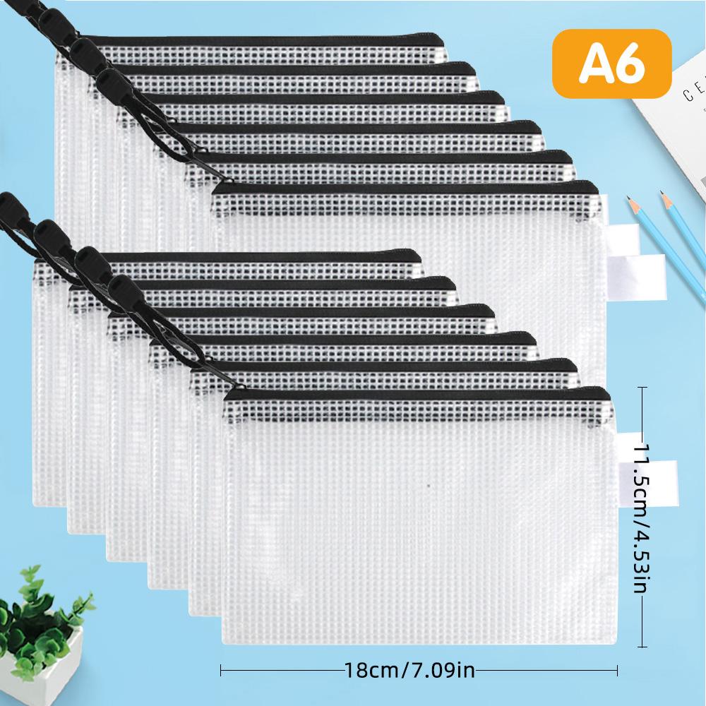 

Набор из 12 пластиковых сетчатых сумок на молнии, водонепроницаемые и устойчивые к разрыву папки для файлов, многоразмерные сумки на молнии для школы, офиса, дома, тр